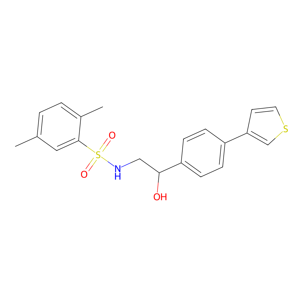 N-(2-hydroxy-2-(4-(thiophen-3-yl)phenyl)ethyl)-2,5-dimethylbenzenesulfonamide molecular structure, CAS 2034435-51-1