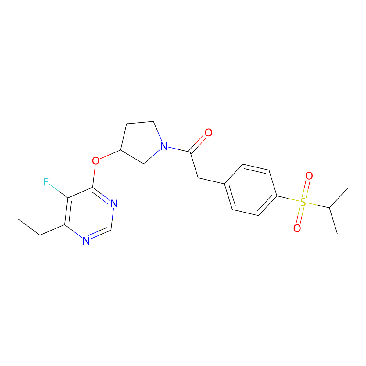 1-(3-((6-Ethyl-5-fluoropyrimidin-4-yl)oxy)pyrrolidin-1-yl)-2-(4-(isopropylsulfonyl)phenyl)ethanone molecular structure, CAS 2034435-61-3