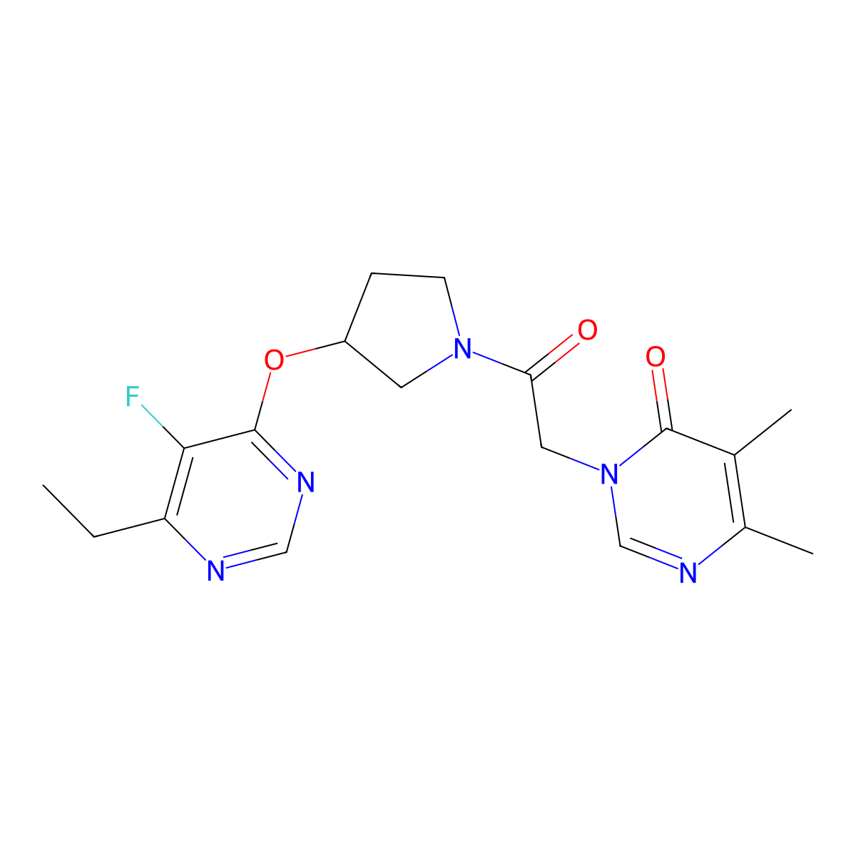 3-(2-(3-((6-ethyl-5-fluoropyrimidin-4-yl)oxy)pyrrolidin-1-yl)-2-oxoethyl)-5,6-dimethylpyrimidin-4(3H)-one molecular structure, CAS 2034435-70-4