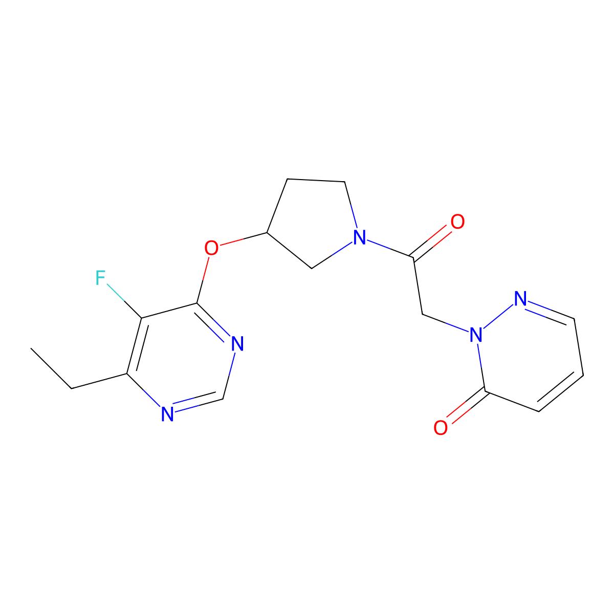 2-(2-(3-((6-ethyl-5-fluoropyrimidin-4-yl)oxy)pyrrolidin-1-yl)-2-oxoethyl)pyridazin-3(2H)-one molecular structure, CAS 2034435-80-6