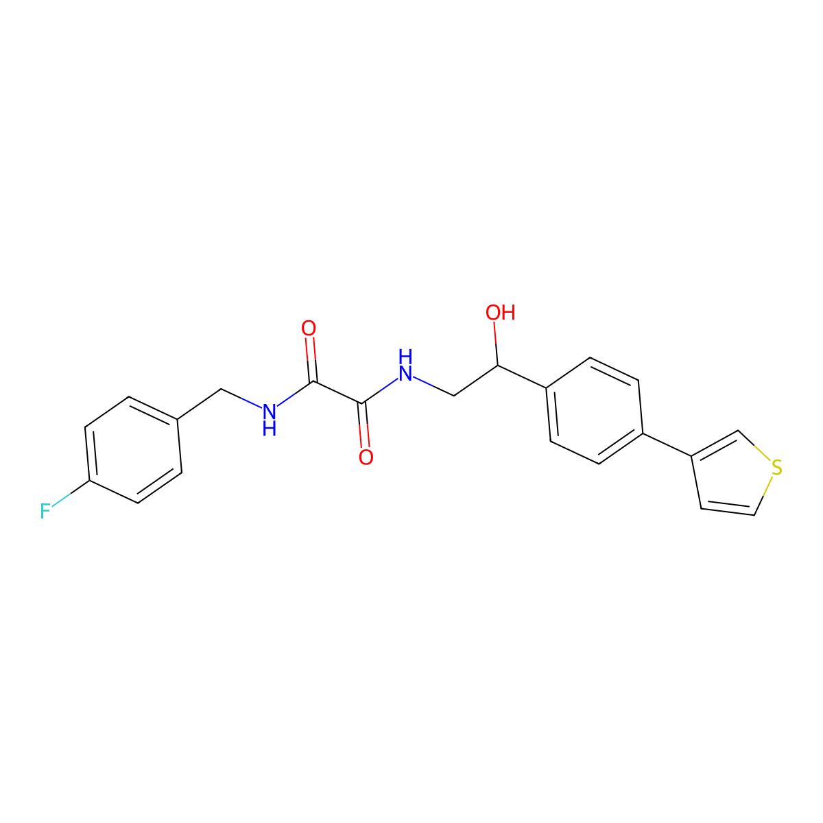 N1-(4-fluorobenzyl)-N2-(2-hydroxy-2-(4-(thiophen-3-yl)phenyl)ethyl)oxalamide molecular structure, CAS 2034435-81-7