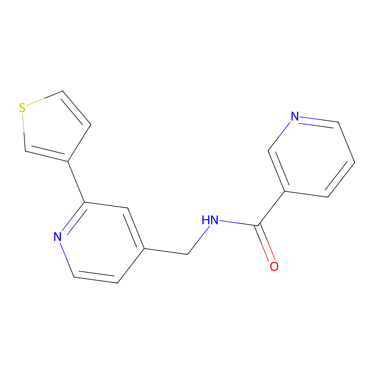 N-((2-(thiophen-3-yl)pyridin-4-yl)methyl)nicotinamide molecular structure, CAS 2034435-82-8
