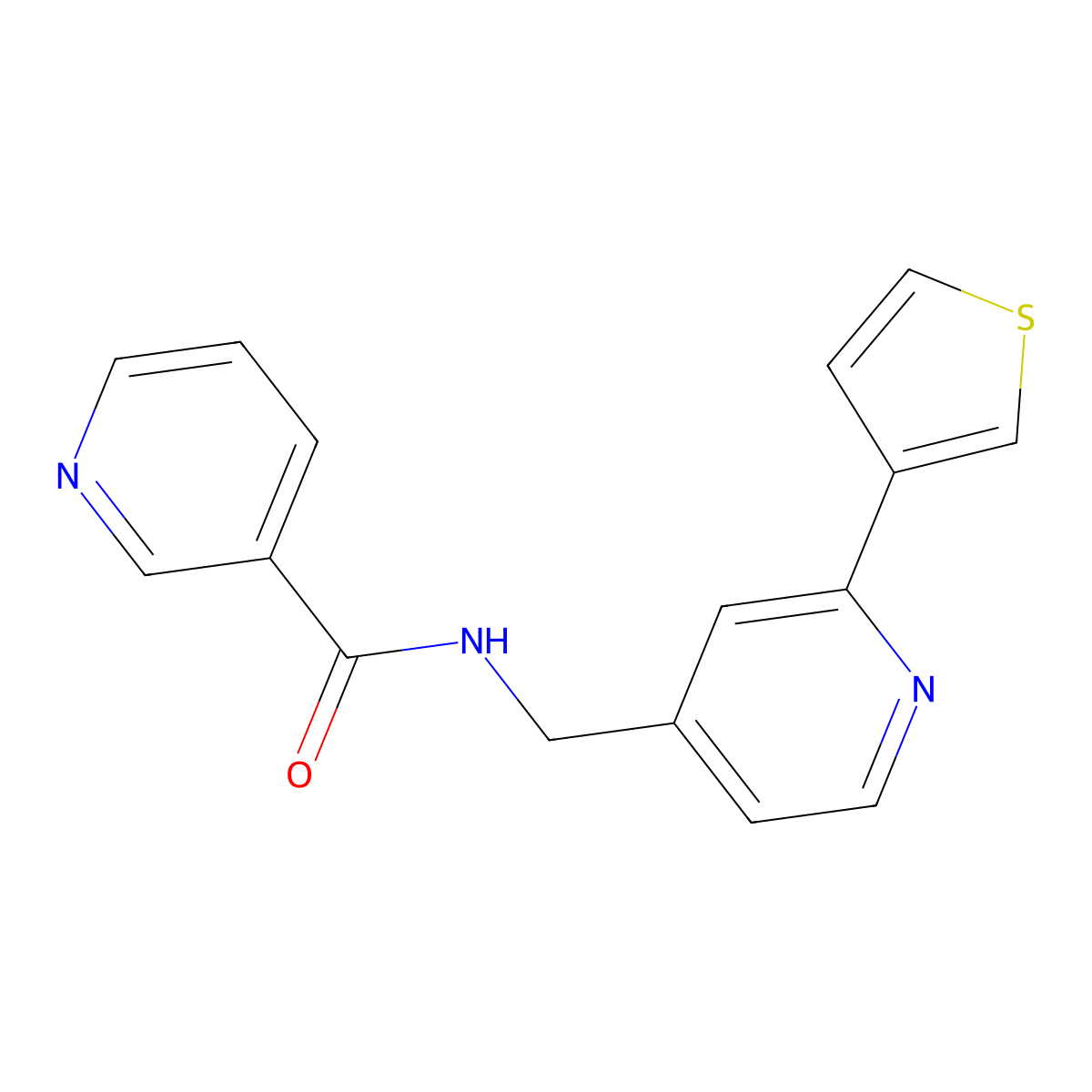 N-((2-(thiophen-3-yl)pyridin-4-yl)methyl)nicotinamide molecular structure, CAS 2034435-82-8