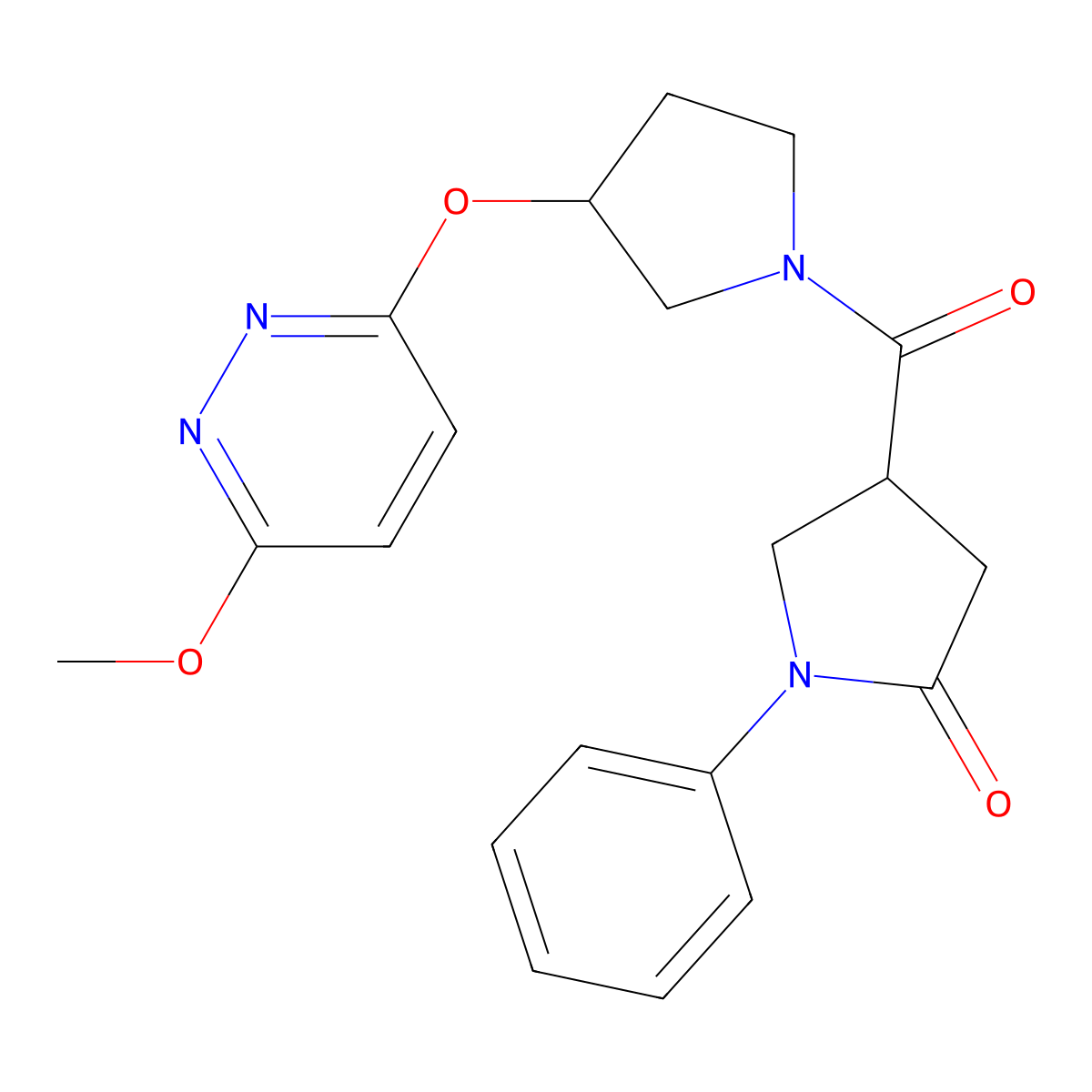 4-(3-((6-Methoxypyridazin-3-yl)oxy)pyrrolidine-1-carbonyl)-1-phenylpyrrolidin-2-one molecular structure, CAS 2034435-85-1