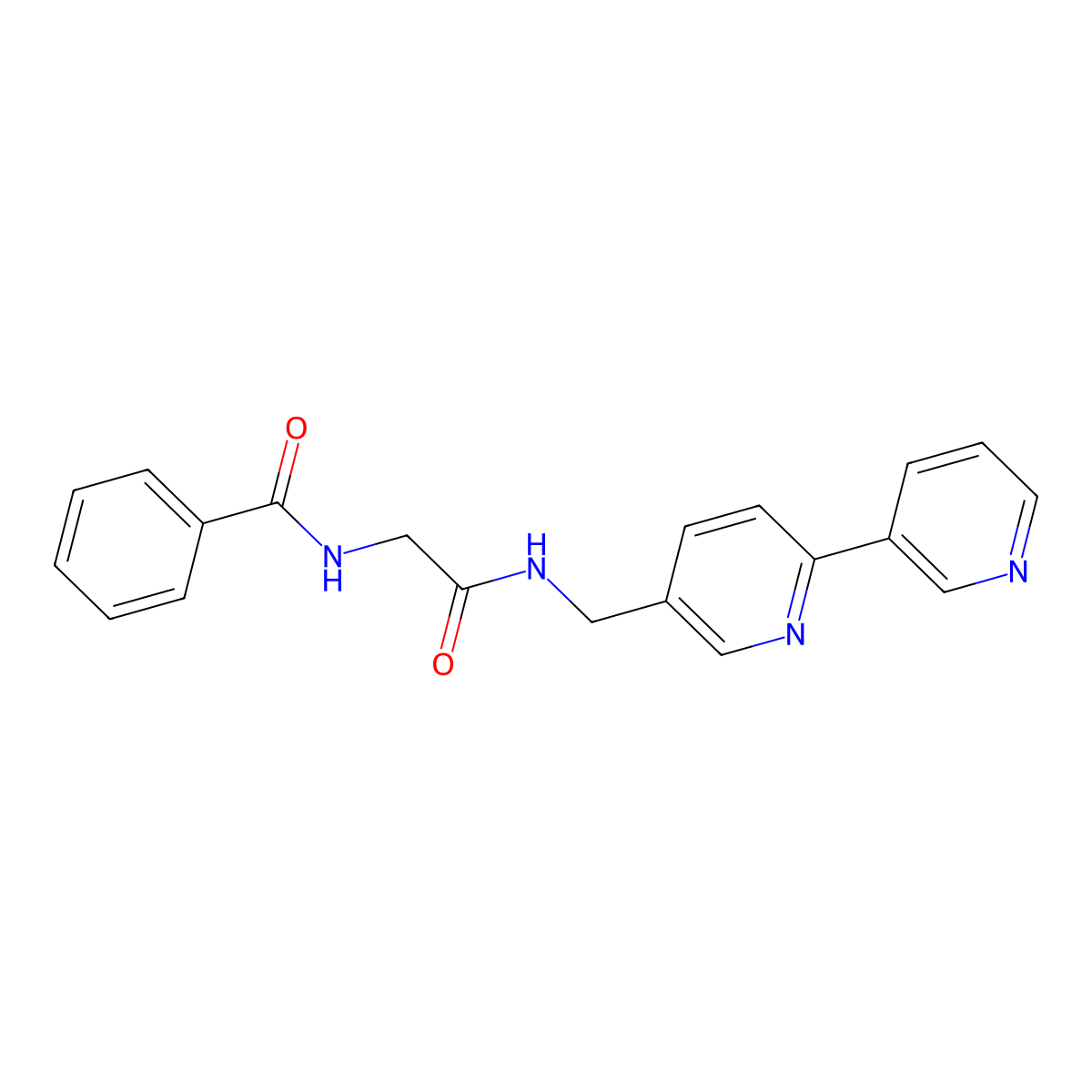 N-({[2,3'-bipyridine]-5-yl}methyl)-2-(phenylformamido)acetamide molecular structure, CAS 2034435-88-4