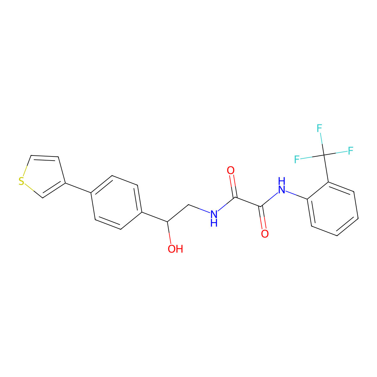 N1-(2-hydroxy-2-(4-(thiophen-3-yl)phenyl)ethyl)-N2-(2-(trifluoromethyl)phenyl)oxalamide molecular structure, CAS 2034435-90-8