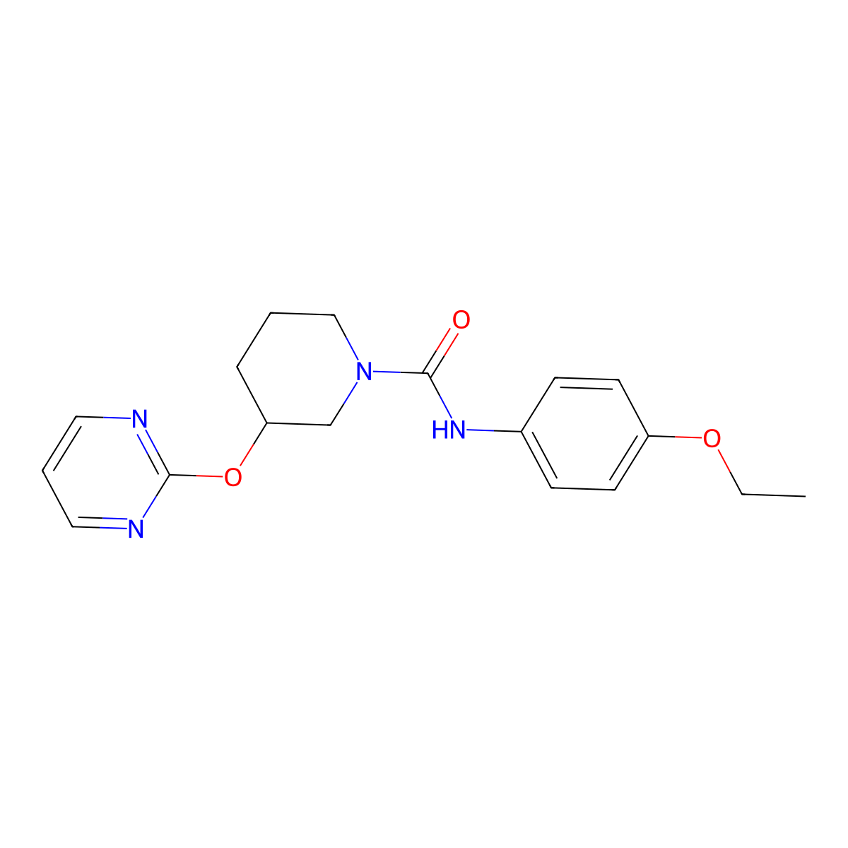 N-(4-ethoxyphenyl)-3-(pyrimidin-2-yloxy)piperidine-1-carboxamide molecular structure, CAS 2034435-96-4