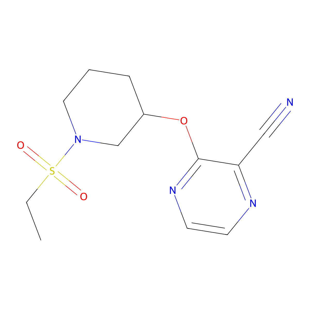 3-((1-(Ethylsulfonyl)piperidin-3-yl)oxy)pyrazine-2-carbonitrile molecular structure, CAS 2034435-97-5