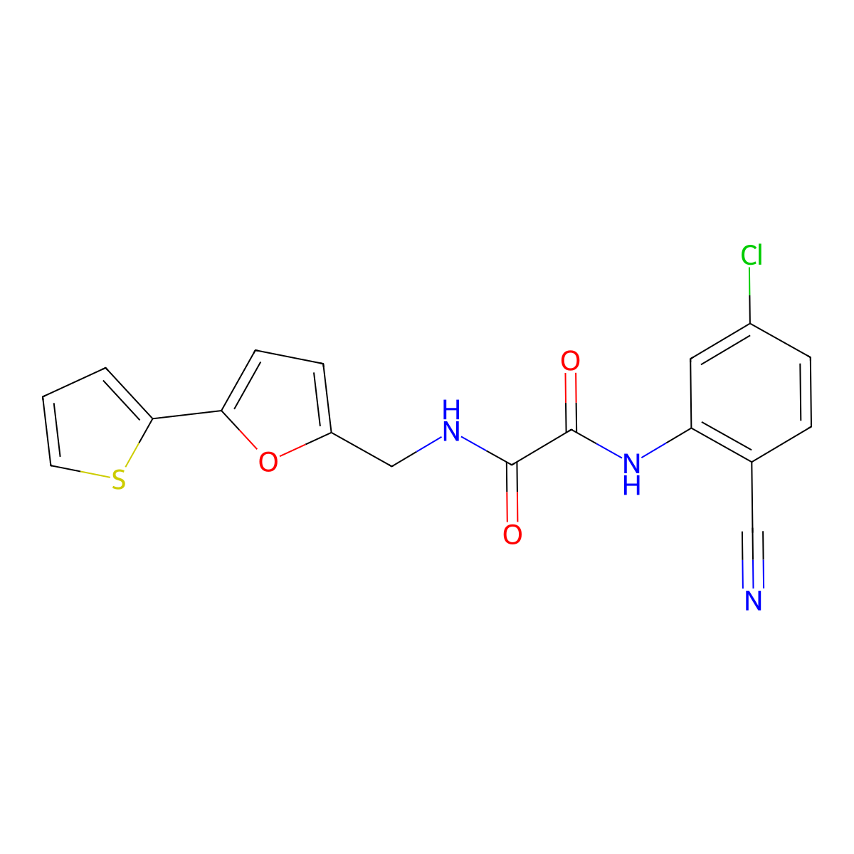 N1-(5-chloro-2-cyanophenyl)-N2-((5-(thiophen-2-yl)furan-2-yl)methyl)oxalamide molecular structure, CAS 2034435-99-7