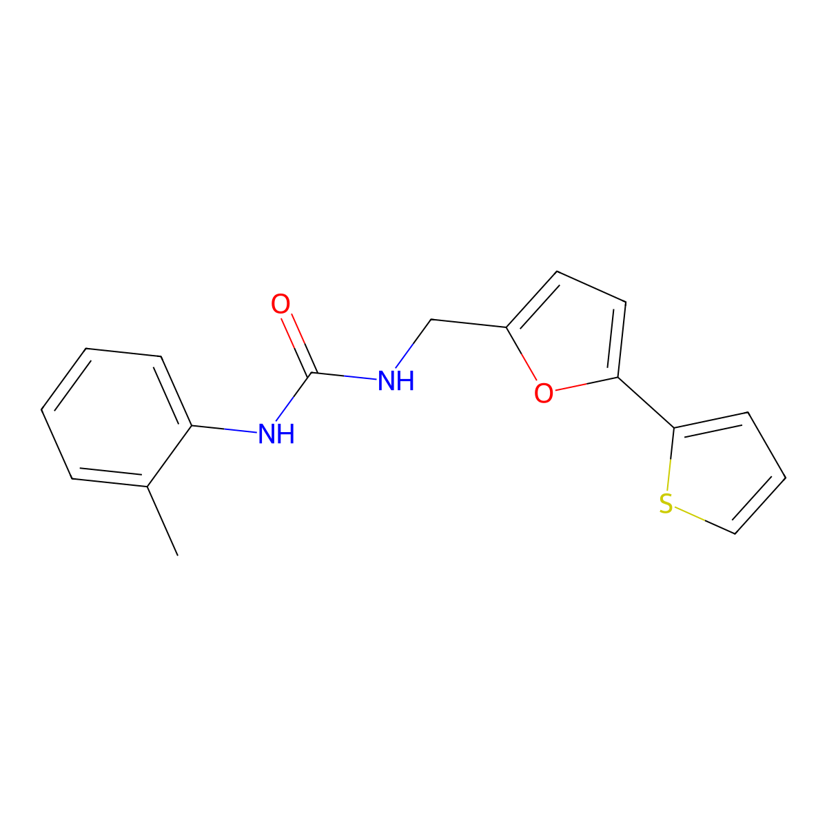 1-((5-(Thiophen-2-yl)furan-2-yl)methyl)-3-(o-tolyl)urea molecular structure, CAS 2034436-05-8