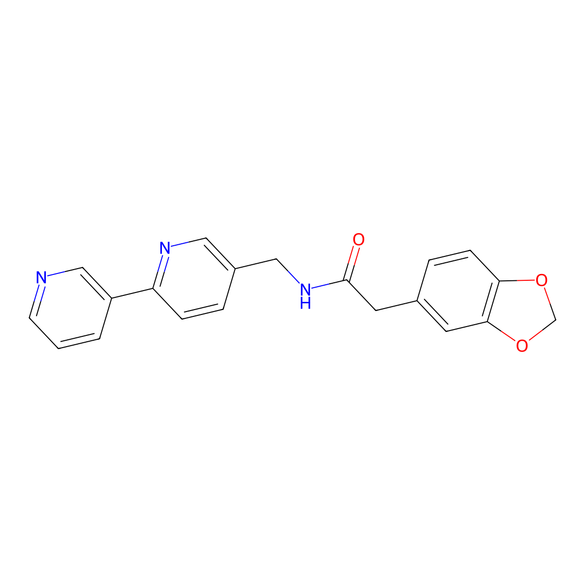 N-([2,3'-bipyridin]-5-ylmethyl)-2-(benzo[d][1,3]dioxol-5-yl)acetamide molecular structure, CAS 2034436-08-1