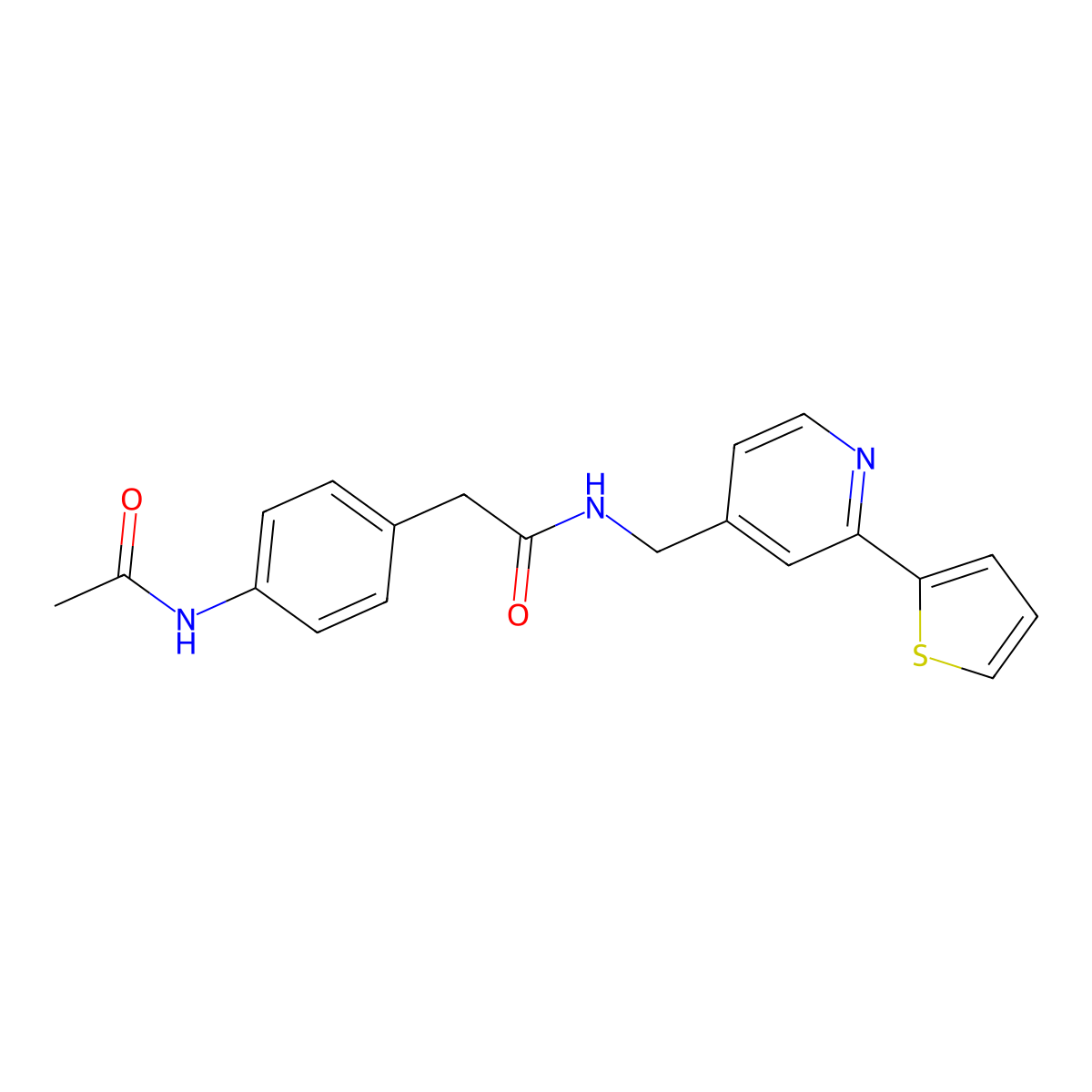2-(4-acetamidophenyl)-N-{[2-(thiophen-2-yl)pyridin-4-yl]methyl}acetamide molecular structure, CAS 2034436-09-2