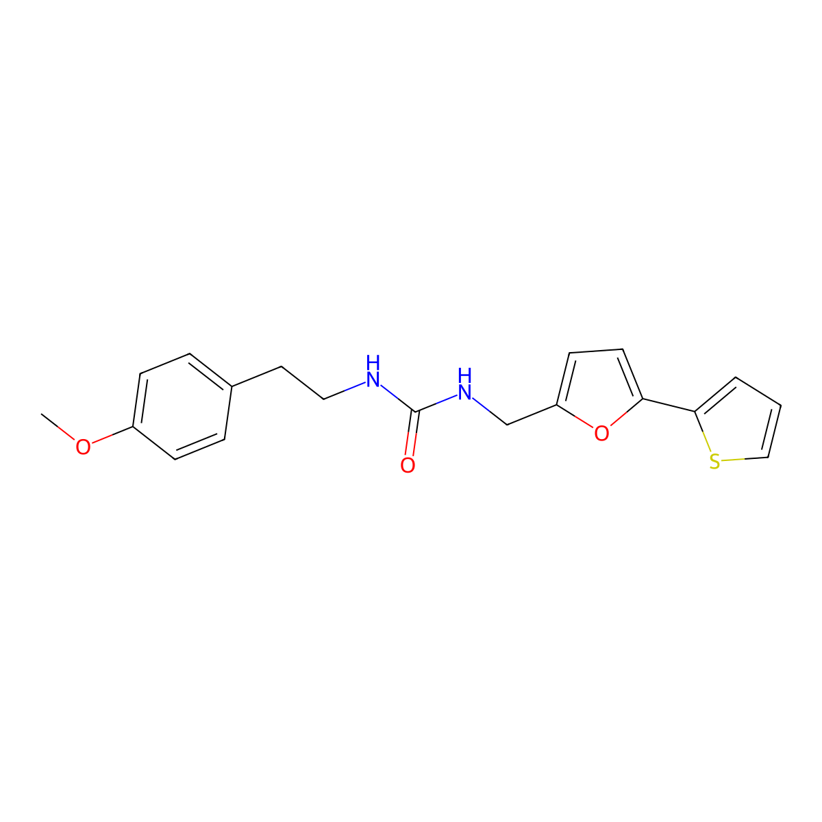 1-(4-Methoxyphenethyl)-3-((5-(thiophen-2-yl)furan-2-yl)methyl)urea molecular structure, CAS 2034436-17-2