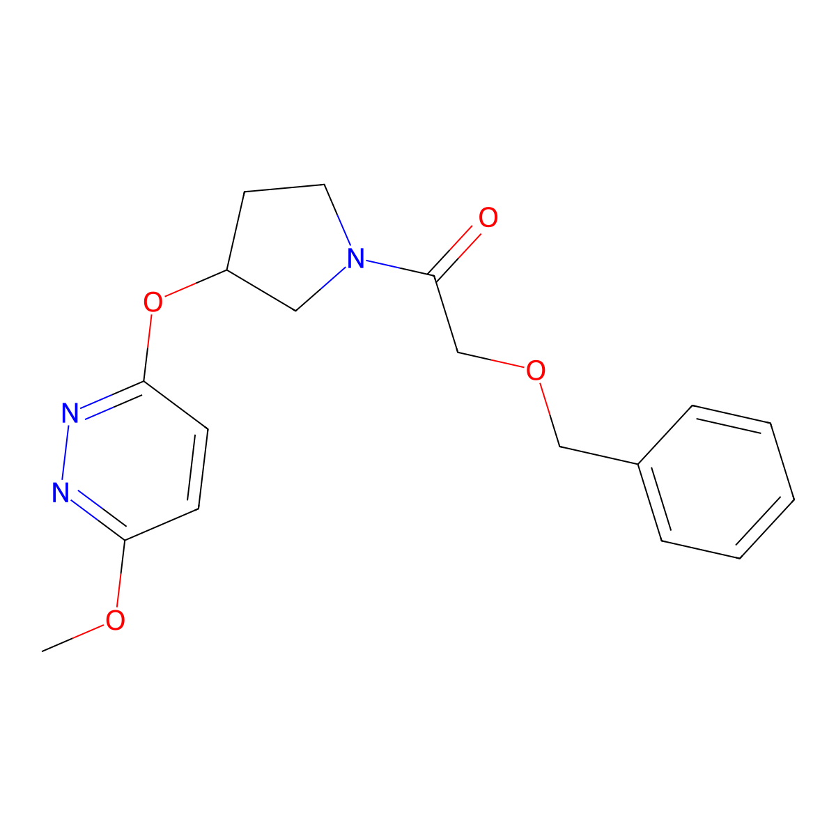 2-(Benzyloxy)-1-(3-((6-methoxypyridazin-3-yl)oxy)pyrrolidin-1-yl)ethanone molecular structure, CAS 2034436-18-3