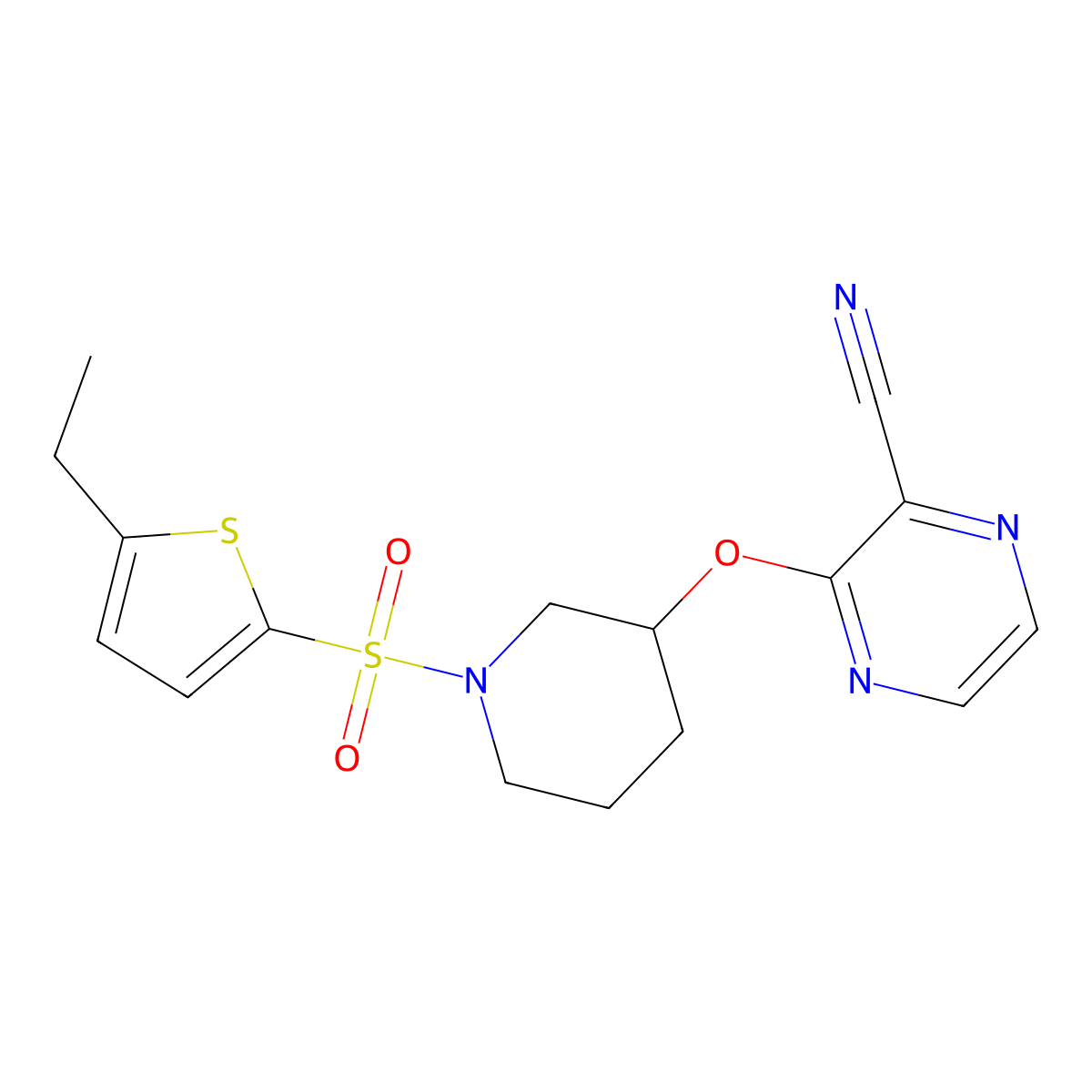 3-((1-((5-Ethylthiophen-2-yl)sulfonyl)piperidin-3-yl)oxy)pyrazine-2-carbonitrile molecular structure, CAS 2034436-21-8