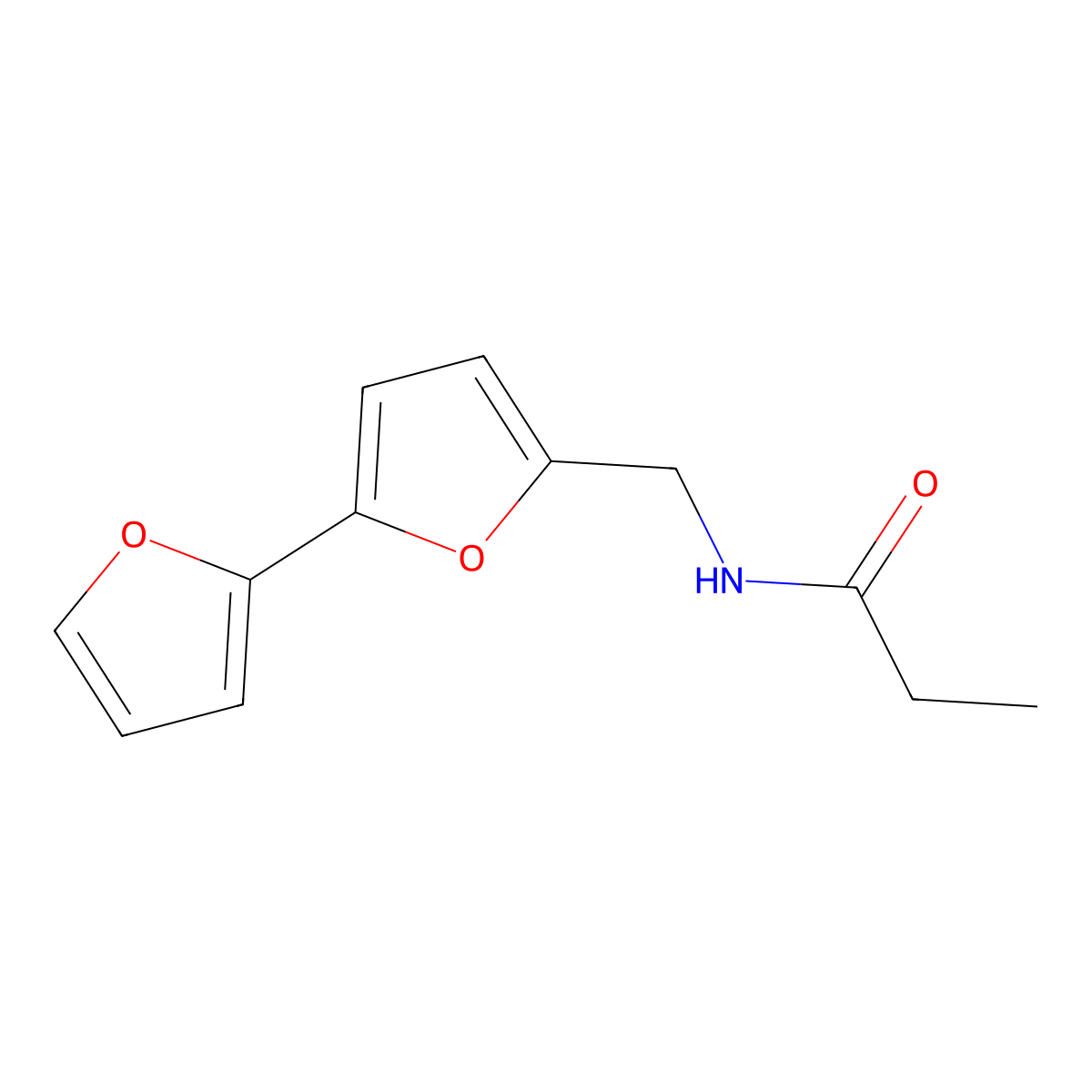 N-({[2,2'-bifuran]-5-yl}methyl)propanamide molecular structure, CAS 2034436-22-9