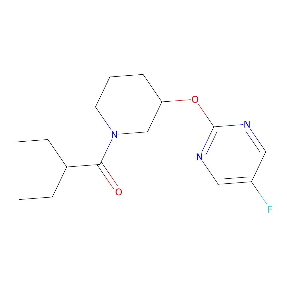 2-Ethyl-1-(3-((5-fluoropyrimidin-2-yl)oxy)piperidin-1-yl)butan-1-one molecular structure, CAS 2034436-26-3