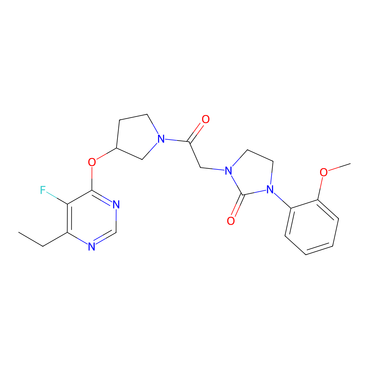 1-(2-(3-((6-Ethyl-5-fluoropyrimidin-4-yl)oxy)pyrrolidin-1-yl)-2-oxoethyl)-3-(2-methoxyphenyl)imidazolidin-2-one molecular structure, CAS 2034436-28-5