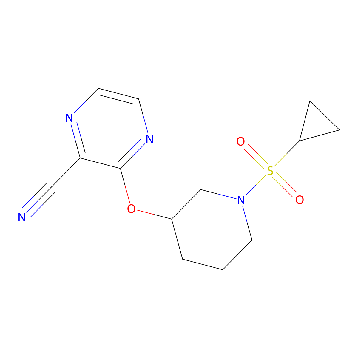 3-((1-(Cyclopropylsulfonyl)piperidin-3-yl)oxy)pyrazine-2-carbonitrile molecular structure, CAS 2034436-29-6