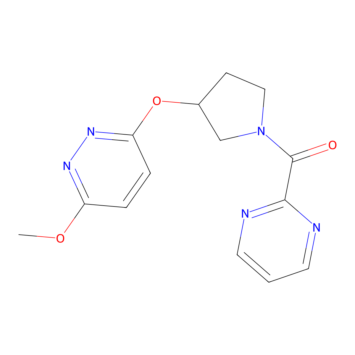 (3-((6-Methoxypyridazin-3-yl)oxy)pyrrolidin-1-yl)(pyrimidin-2-yl)methanone molecular structure, CAS 2034436-30-9