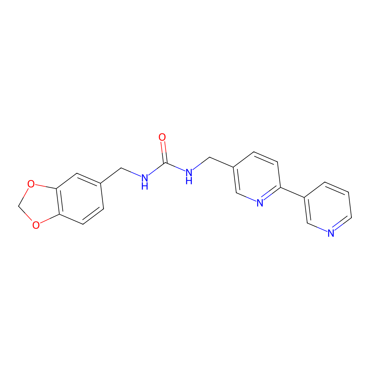 3-[(2H-1,3-benzodioxol-5-yl)methyl]-1-({[2,3'-bipyridine]-5-yl}methyl)urea molecular structure, CAS 2034436-31-0