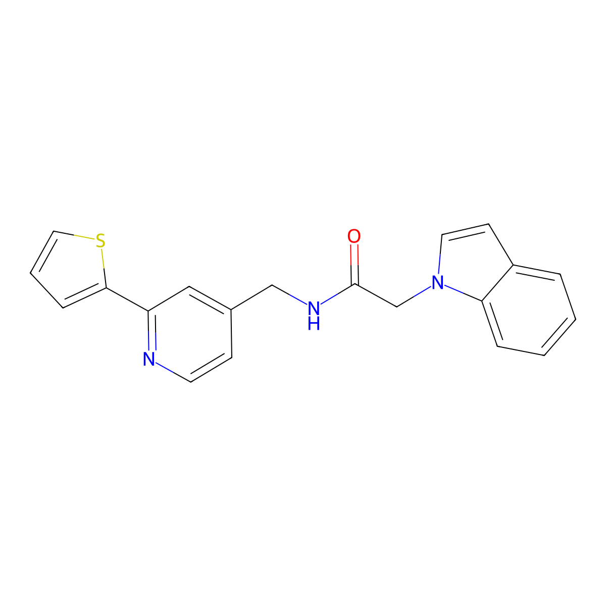 2-(1H-indol-1-yl)-N-{[2-(thiophen-2-yl)pyridin-4-yl]methyl}acetamide molecular structure, CAS 2034436-32-1