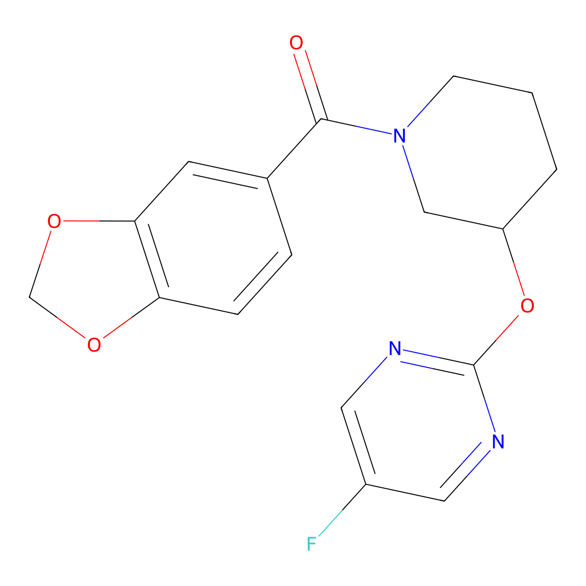 Benzo[d][1,3]dioxol-5-yl(3-((5-fluoropyrimidin-2-yl)oxy)piperidin-1-yl)methanone molecular structure, CAS 2034436-33-2