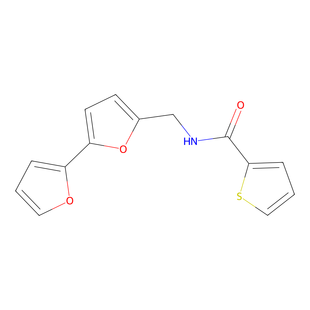 N-([2,2'-bifuran]-5-ylmethyl)thiophene-2-carboxamide molecular structure, CAS 2034436-34-3