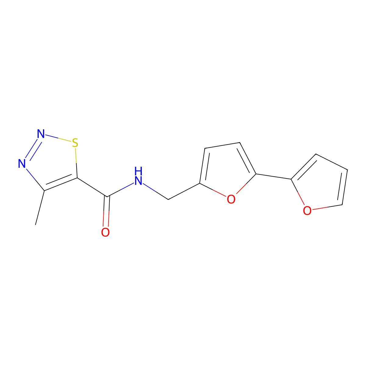 N-([2,2'-bifuran]-5-ylmethyl)-4-methyl-1,2,3-thiadiazole-5-carboxamide molecular structure, CAS 2034436-37-6