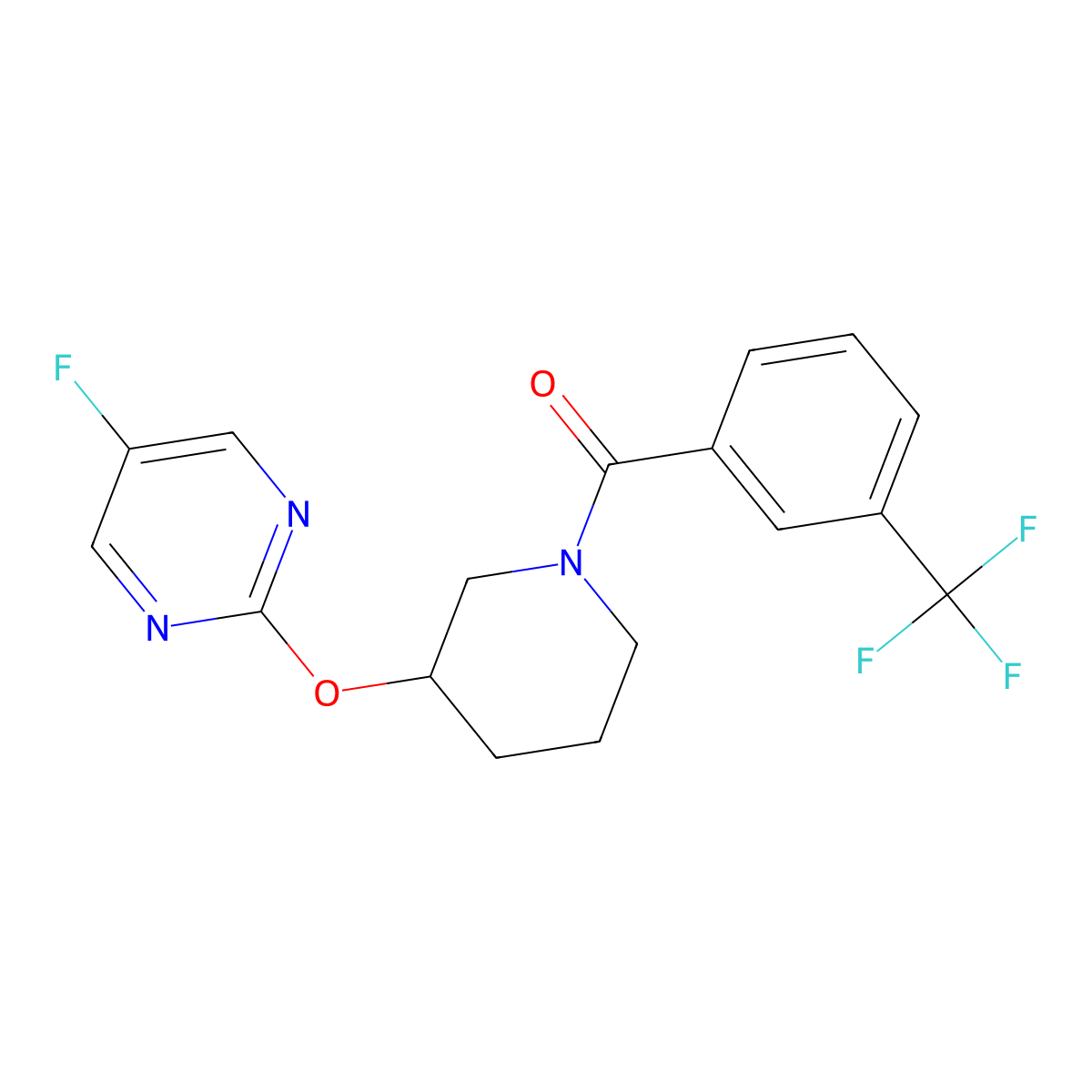 (3-((5-Fluoropyrimidin-2-yl)oxy)piperidin-1-yl)(3-(trifluoromethyl)phenyl)methanone molecular structure, CAS 2034436-41-2