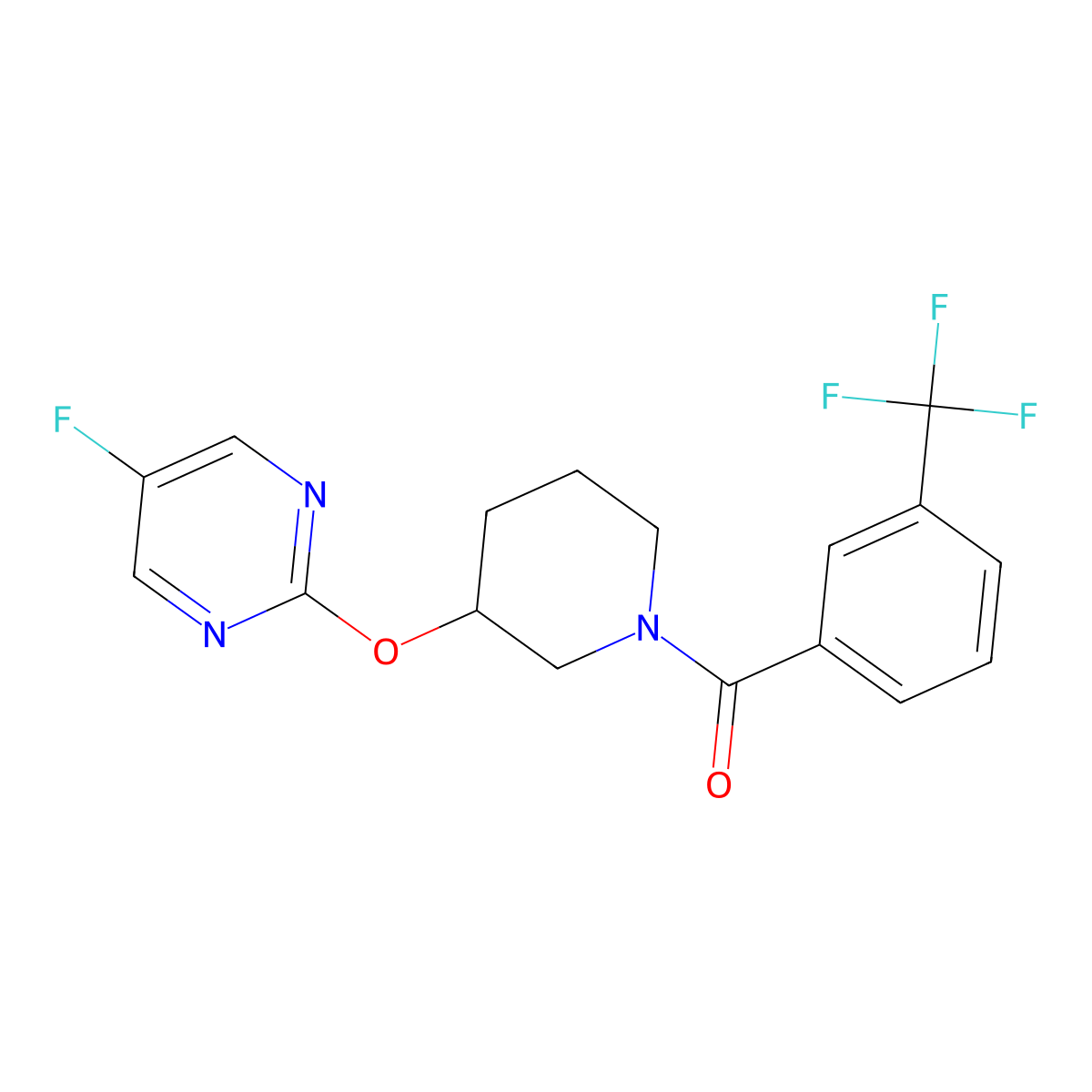 (3-((5-Fluoropyrimidin-2-yl)oxy)piperidin-1-yl)(3-(trifluoromethyl)phenyl)methanone molecular structure, CAS 2034436-41-2