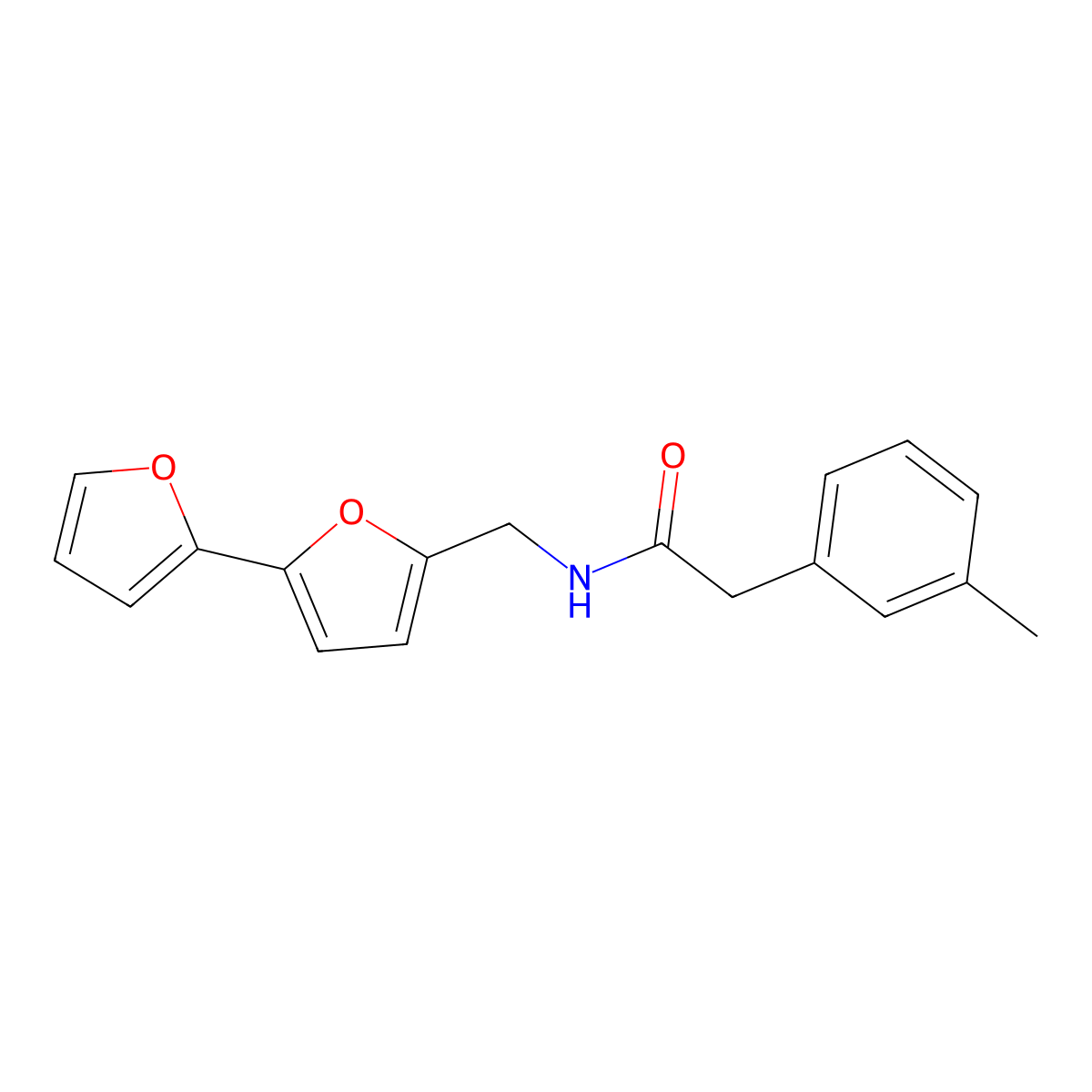 N-([2,2'-bifuran]-5-ylmethyl)-2-(m-tolyl)acetamide molecular structure, CAS 2034436-44-5