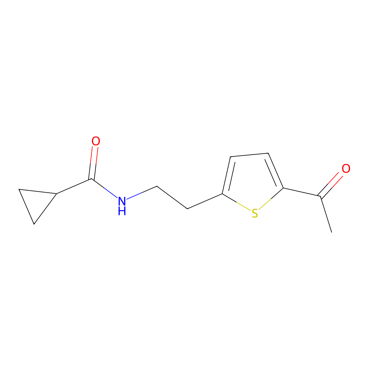 N-[2-(5-acetylthiophen-2-yl)ethyl]cyclopropanecarboxamide molecular structure, CAS 2034436-53-6