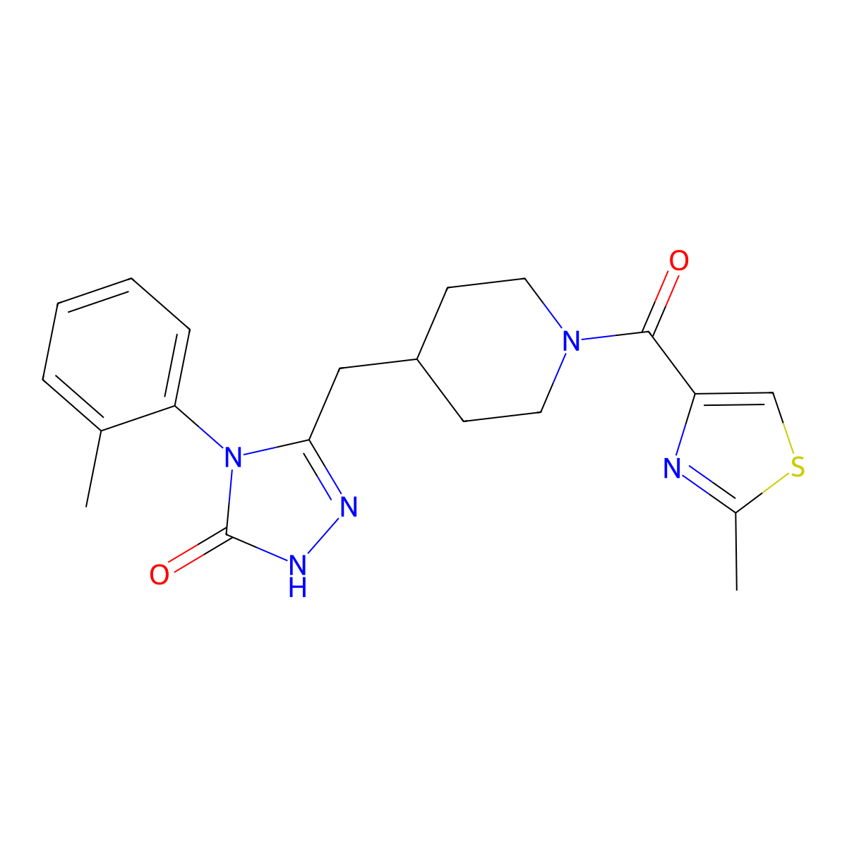 3-((1-(2-methylthiazole-4-carbonyl)piperidin-4-yl)methyl)-4-(o-tolyl)-1H-1,2,4-triazol-5(4H)-one molecular structure, CAS 2034436-54-7