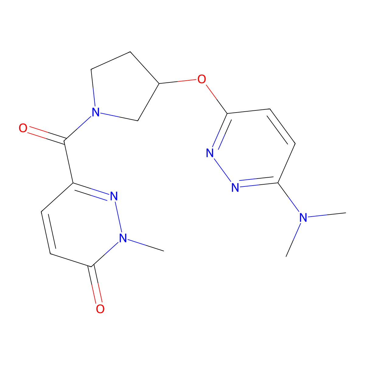 6-(3-((6-(dimethylamino)pyridazin-3-yl)oxy)pyrrolidine-1-carbonyl)-2-methylpyridazin-3(2H)-one molecular structure, CAS 2034436-56-9