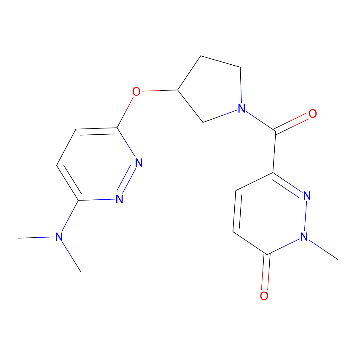 6-(3-((6-(dimethylamino)pyridazin-3-yl)oxy)pyrrolidine-1-carbonyl)-2-methylpyridazin-3(2H)-one molecular structure, CAS 2034436-56-9