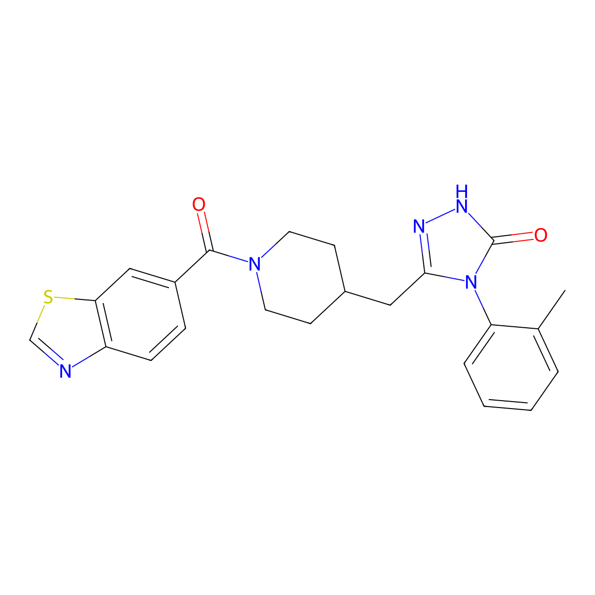 3-((1-(benzo[d]thiazole-6-carbonyl)piperidin-4-yl)methyl)-4-(o-tolyl)-1H-1,2,4-triazol-5(4H)-one molecular structure, CAS 2034436-62-7