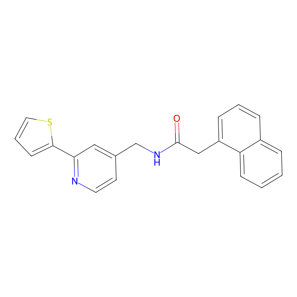 2-(naphthalen-1-yl)-N-{[2-(thiophen-2-yl)pyridin-4-yl]methyl}acetamide molecular structure, CAS 2034436-63-8