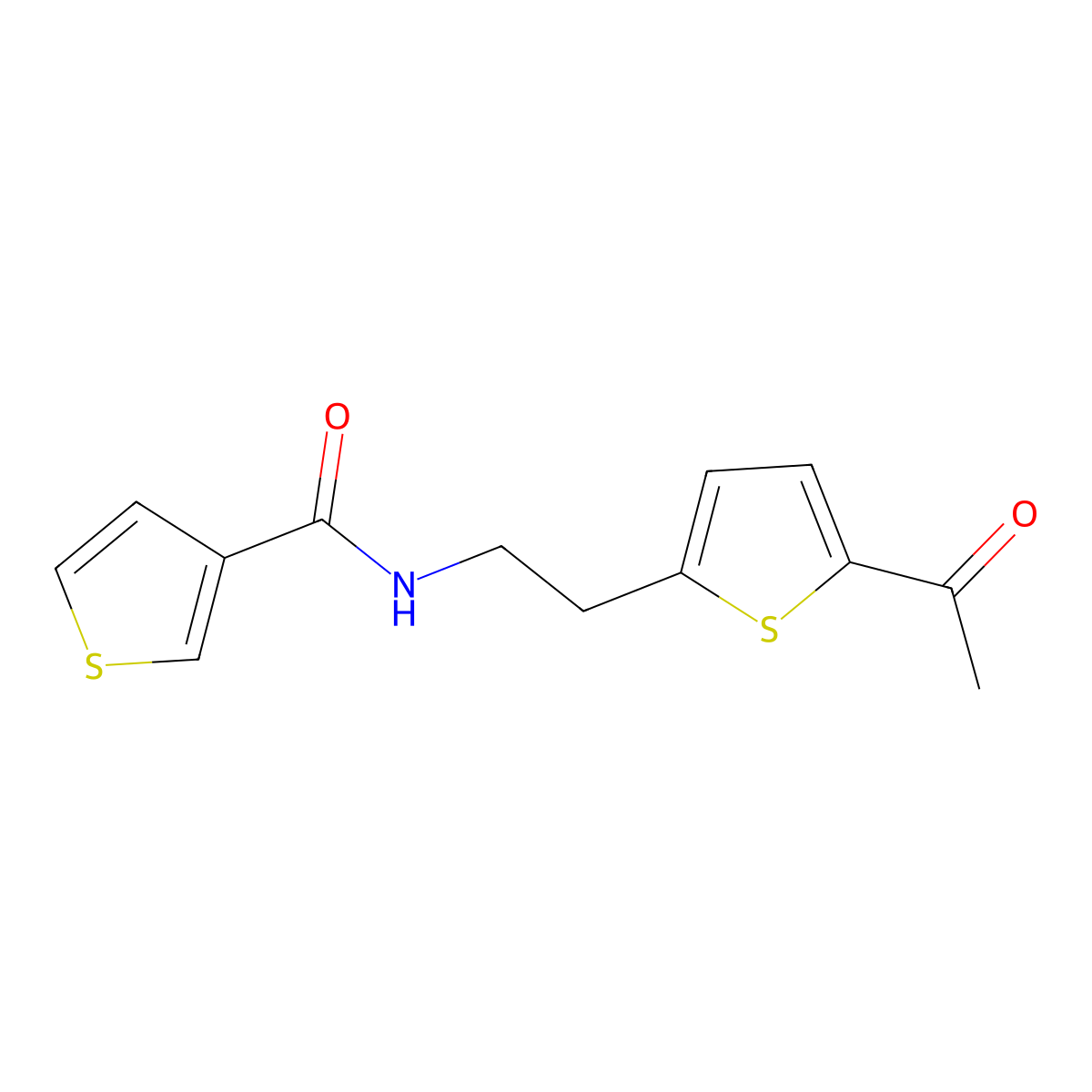 N-[2-(5-acetylthiophen-2-yl)ethyl]thiophene-3-carboxamide molecular structure, CAS 2034436-64-9