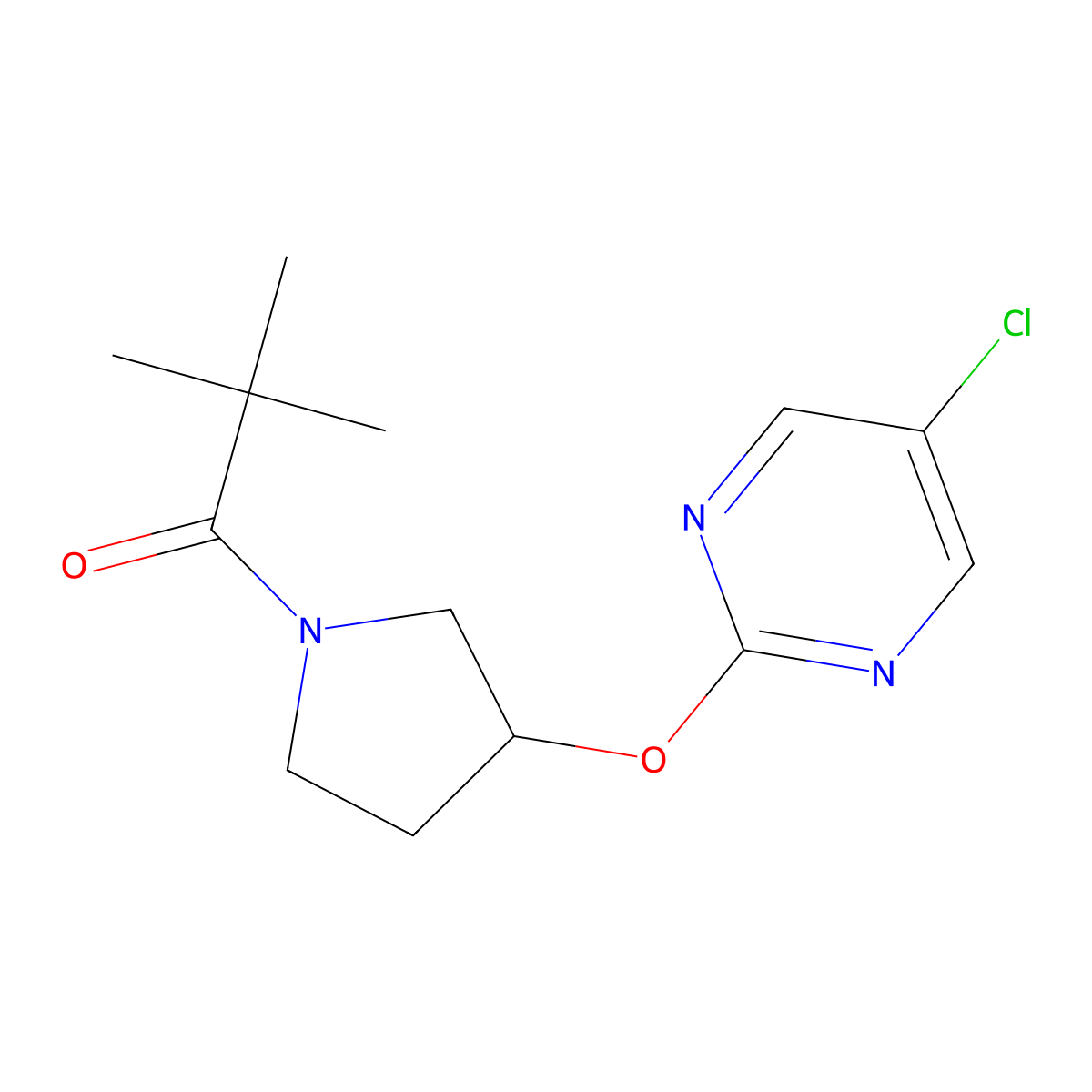 1-(3-((5-Chloropyrimidin-2-yl)oxy)pyrrolidin-1-yl)-2,2-dimethylpropan-1-one molecular structure, CAS 2034436-76-3