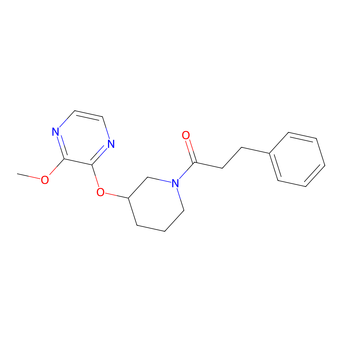1-(3-((3-Methoxypyrazin-2-yl)oxy)piperidin-1-yl)-3-phenylpropan-1-one molecular structure, CAS 2034436-77-4