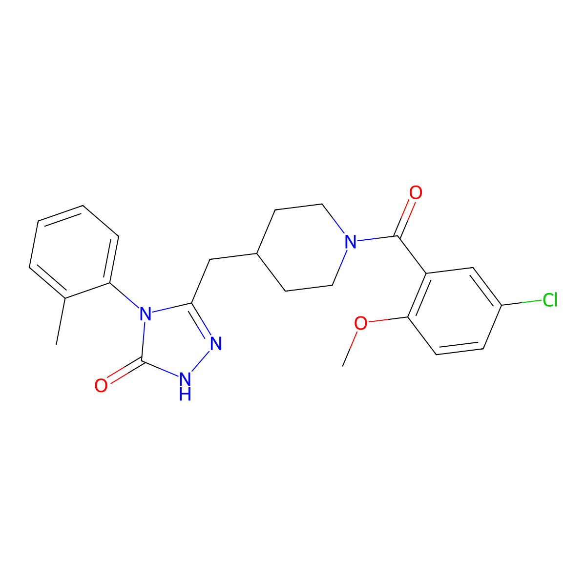 3-((1-(5-chloro-2-methoxybenzoyl)piperidin-4-yl)methyl)-4-(o-tolyl)-1H-1,2,4-triazol-5(4H)-one molecular structure, CAS 2034436-79-6