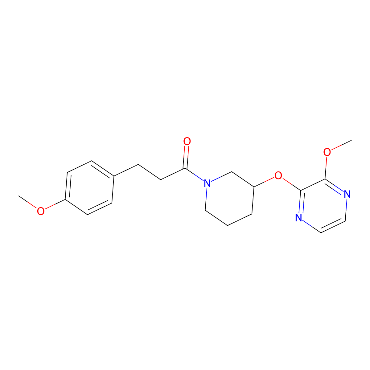 3-(4-Methoxyphenyl)-1-(3-((3-methoxypyrazin-2-yl)oxy)piperidin-1-yl)propan-1-one molecular structure, CAS 2034436-83-2