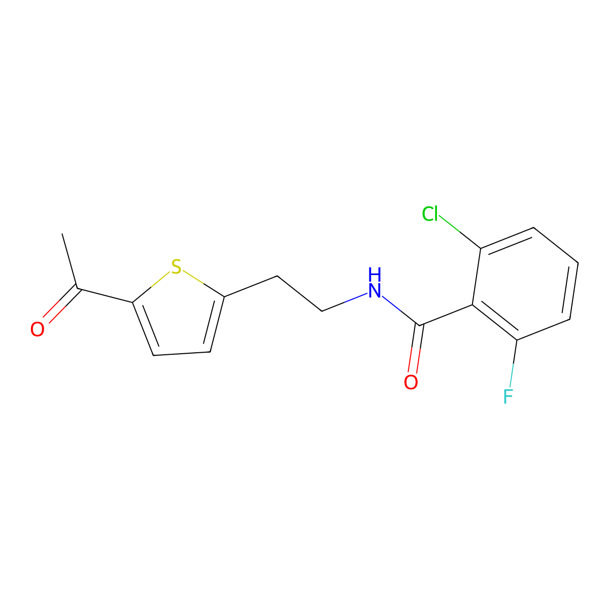 N-[2-(5-acetylthiophen-2-yl)ethyl]-2-chloro-6-fluorobenzamide molecular structure, CAS 2034436-84-3