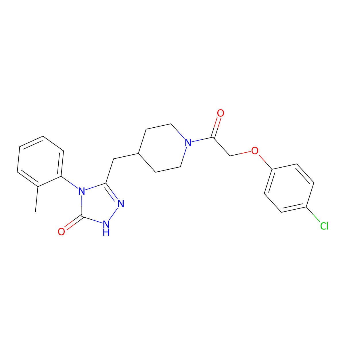 3-((1-(2-(4-chlorophenoxy)acetyl)piperidin-4-yl)methyl)-4-(o-tolyl)-1H-1,2,4-triazol-5(4H)-one molecular structure, CAS 2034436-88-7
