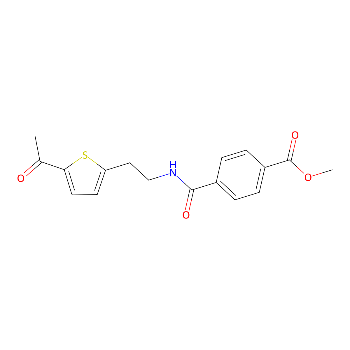 Methyl 4-((2-(5-acetylthiophen-2-yl)ethyl)carbamoyl)benzoate molecular structure, CAS 2034436-91-2
