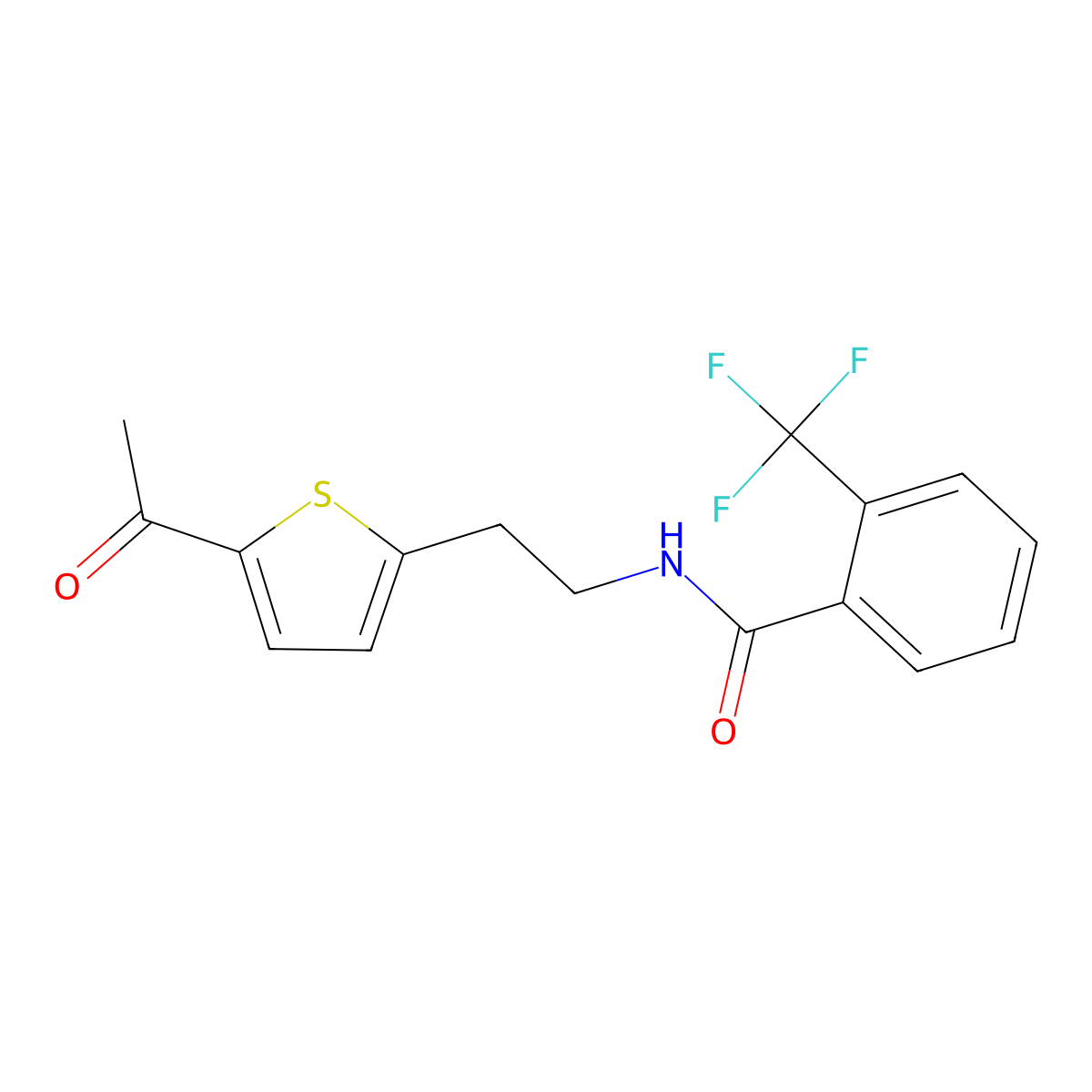 N-(2-(5-acetylthiophen-2-yl)ethyl)-2-(trifluoromethyl)benzamide molecular structure, CAS 2034436-98-9