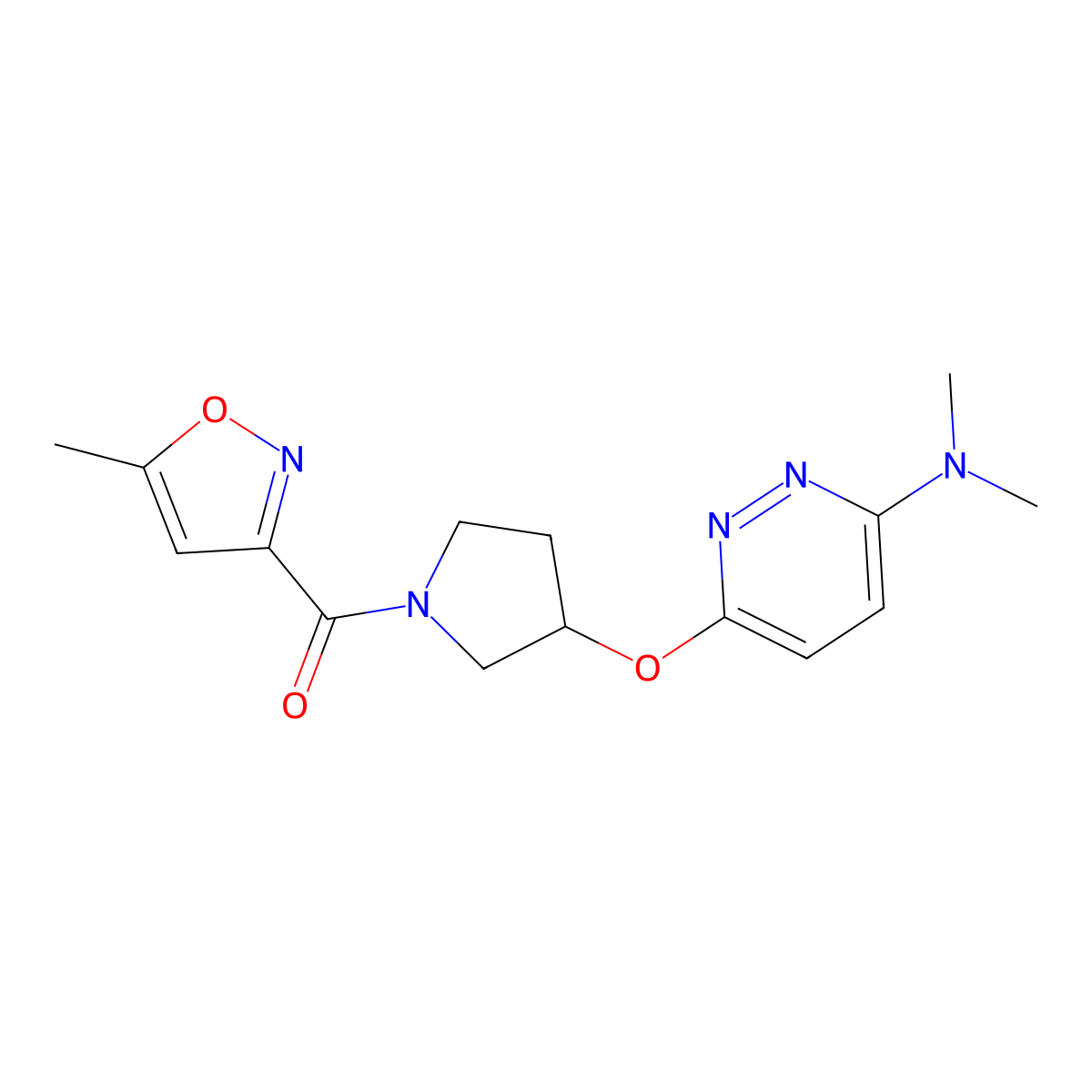 (3-((6-(Dimethylamino)pyridazin-3-yl)oxy)pyrrolidin-1-yl)(5-methylisoxazol-3-yl)methanone molecular structure, CAS 2034436-99-0
