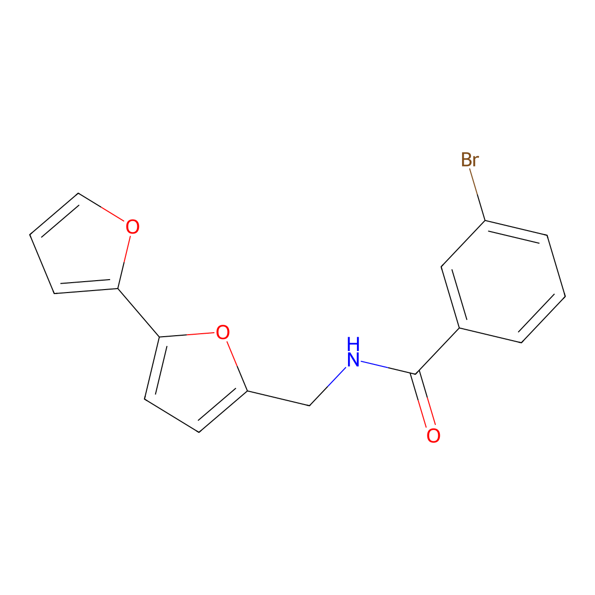 N-([2,2'-bifuran]-5-ylmethyl)-3-bromobenzamide molecular structure, CAS 2034437-00-6