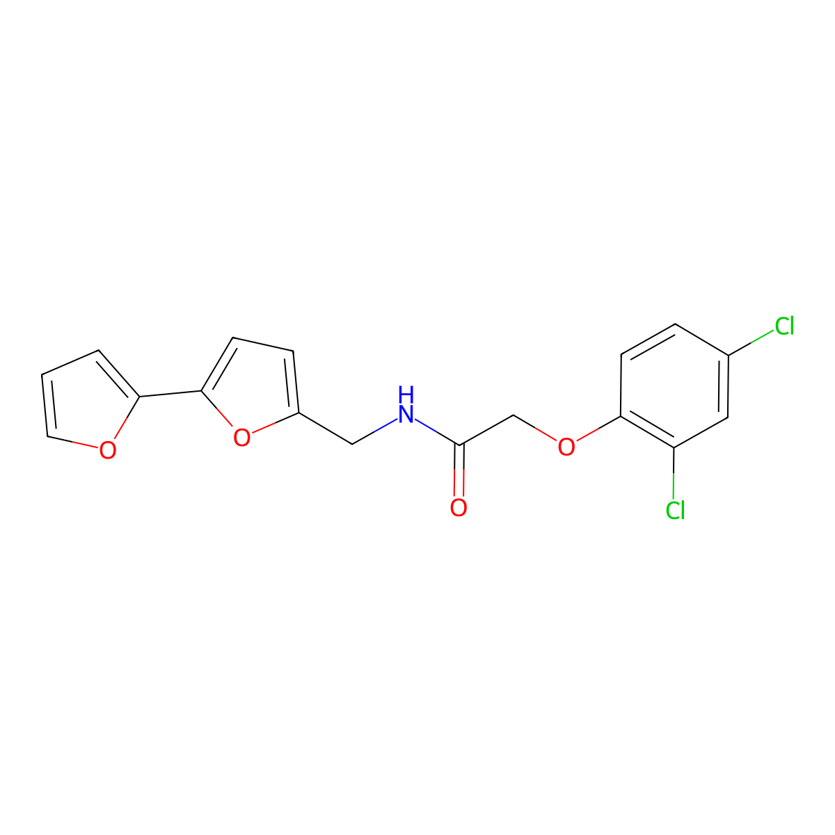 N-({[2,2'-bifuran]-5-yl}methyl)-2-(2,4-dichlorophenoxy)acetamide molecular structure, CAS 2034437-06-2